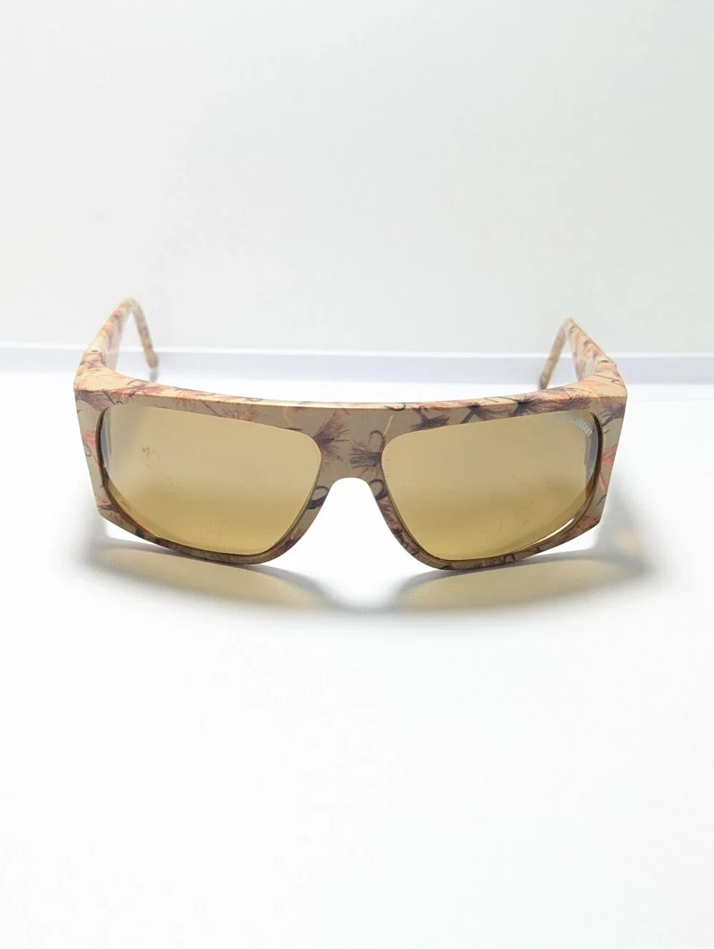 Bollé Chic Amber UV Fishing Brown Pattern Wraparound Made France Sunglasses